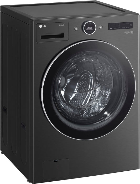 LG - 5.0 cu. ft. Mega Capacity Smart Front Load Washer angled view