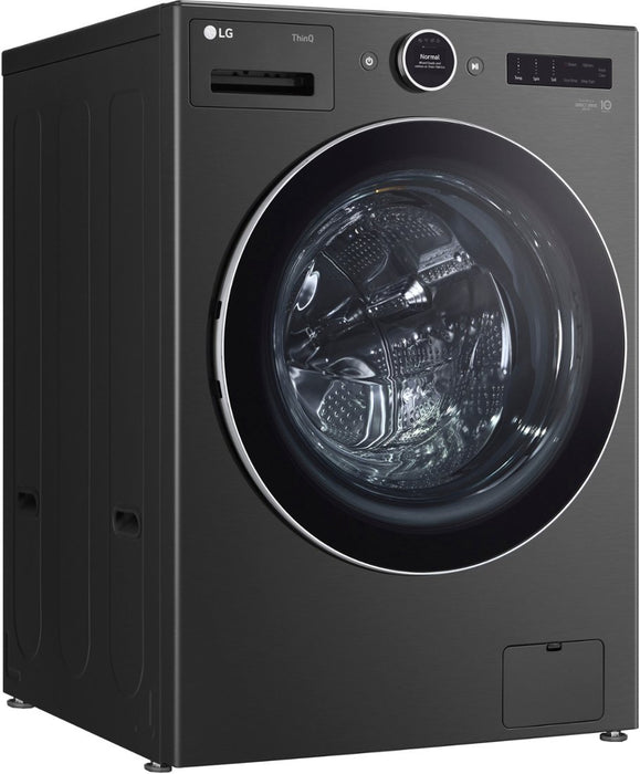 LG - 5.0 cu. ft. Mega Capacity Smart Front Load Washer right angled view