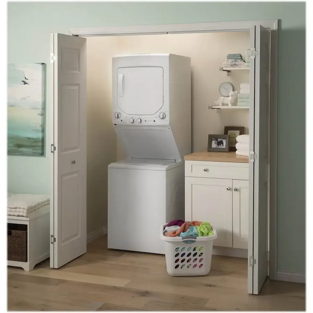 $849 PICKUP! GE GUD24 Series – 24" Unitized Spacemaker®  Laundry Center | 2.3 cu. ft. Washer & 4.4 cu. ft. Electric Dryer