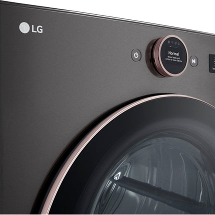 LG 7.4 cu. ft. Vented Stackable SMART Electric Dryer with TurboSteam and AI Sensor Dry Technology in Black Steel
