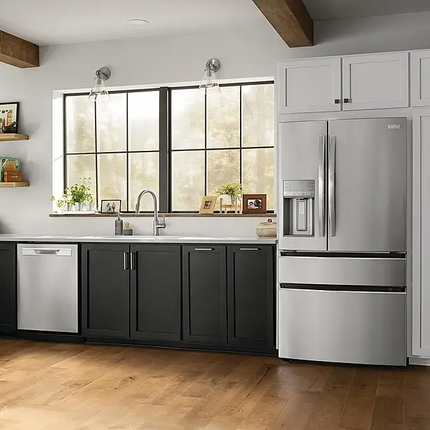 Frigidaire - Gallery 21.5 Cu. Ft. 4-Door French Door Counter-Depth Refrigerator - Smudge Proof Stainless Steel