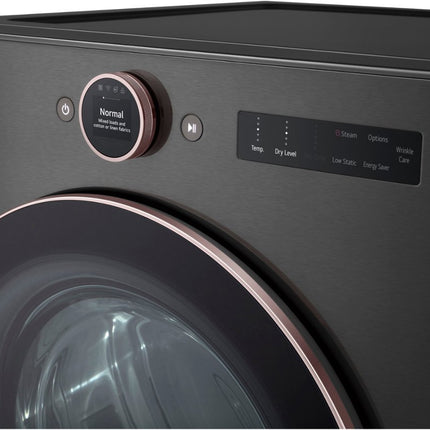 LG 7.4 cu. ft. Vented Stackable SMART Electric Dryer with TurboSteam and AI Sensor Dry Technology in Black Steel