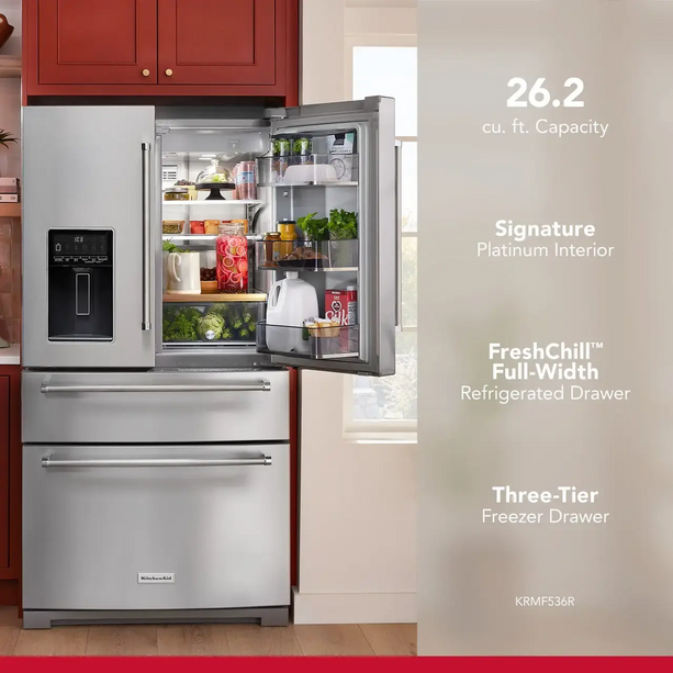 KitchenAid 25.8 Cu. Ft. 5-Door French Door Refrigerator with Exterior Ice & Water Dispenser