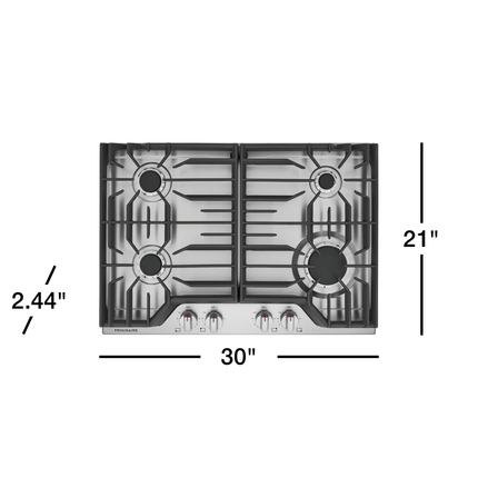 Frigidaire 30" Gas Cooktop – 4-Burner Sealed with SpillSafe & Continuous Grates