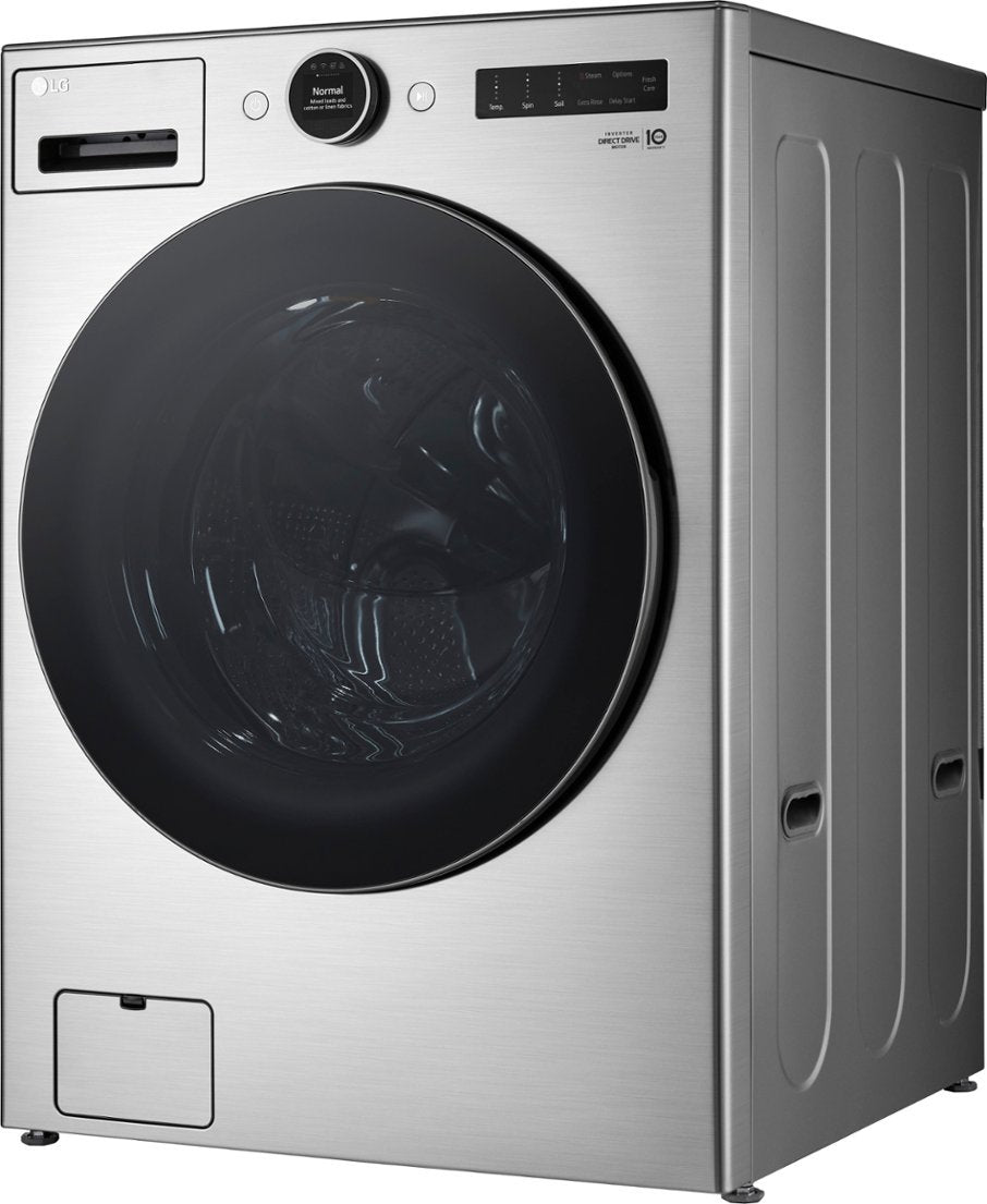 Lg Stackable Smart Washer LG 4.5 cu. ft. Stackable SMART Front Load Washer in Graphite Steel wit ...