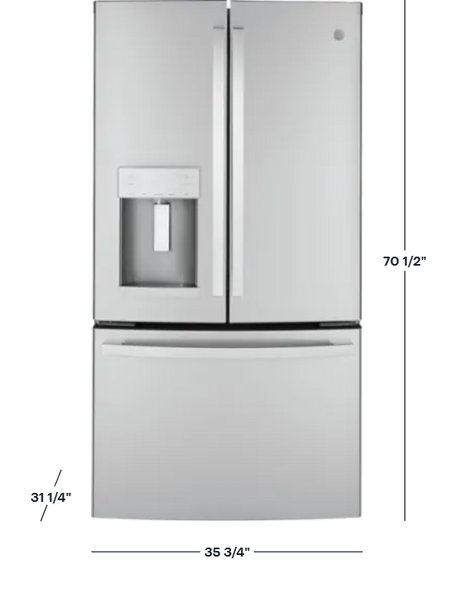 GE 22.1 Cu Ft Counter-Depth French-Door Refrigerator with Space-Saving Icemaker