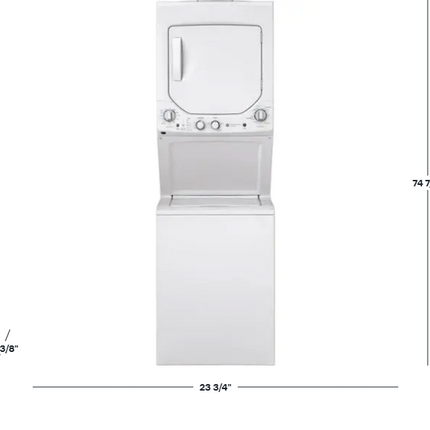 $849 PICKUP! GE GUD24 Series – 24" Unitized Spacemaker®  Laundry Center | 2.3 cu. ft. Washer & 4.4 cu. ft. Electric Dryer