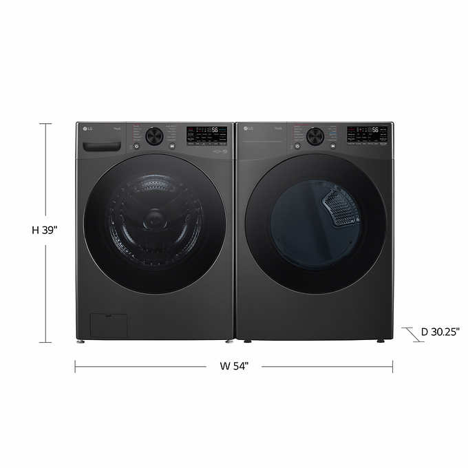 LG 4.5 cu. ft. Front Load Washer with TurboWash 360 and 7.4 cu. ft. GAS Dryer with TurboSteam and Built-In Intelligence
