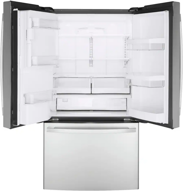 GE 22.1 Cu Ft Counter-Depth French-Door Refrigerator with Space-Saving Icemaker