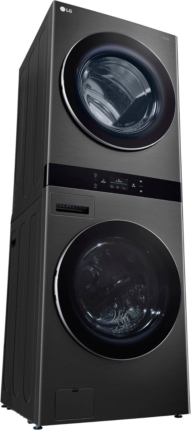 LG WashTower Stacked SMART 5.0 Cu.Ft. Front Load Washer & 7.4 Cu.Ft. Dryer w/ Steam