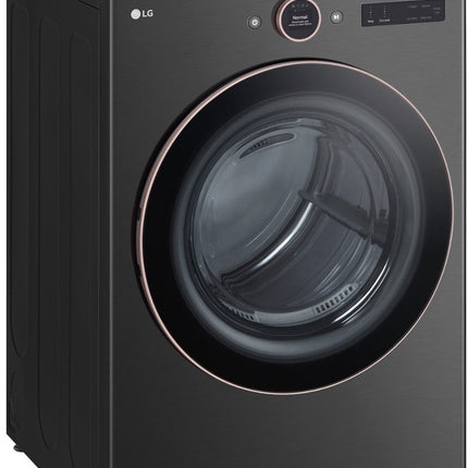 LG 7.4 cu. ft. Vented Stackable SMART Electric Dryer with TurboSteam and AI Sensor Dry Technology in Black Steel