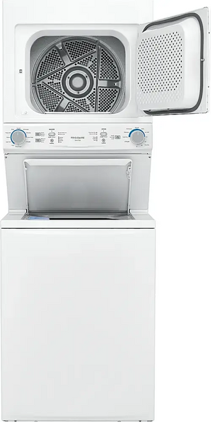Frigidaire – 27” Stacked Washer Dryer Combo (3.9 Cu. Ft Washer / 5.5 Cu. Ft Dryer)