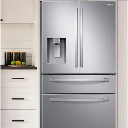 Samsung - 36 in. Wide 28 Cu. Ft. 4-Door French Door Smart Refrigerator with FlexZone Drawer - Stainless Steel