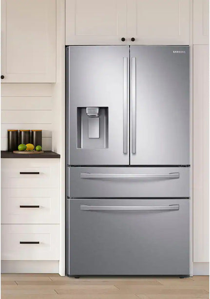 Samsung - 36 in. Wide 28 Cu. Ft. 4-Door French Door Smart Refrigerator with FlexZone Drawer - Stainless Steel