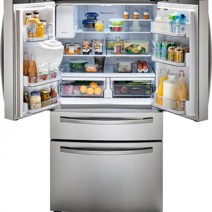Samsung - 36 in. Wide 28 Cu. Ft. 4-Door French Door Smart Refrigerator with FlexZone Drawer - Stainless Steel