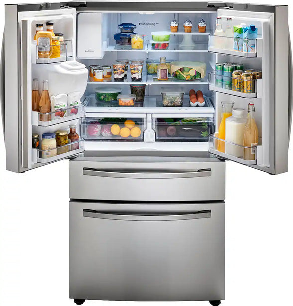 Samsung - 36 in. Wide 28 Cu. Ft. 4-Door French Door Smart Refrigerator with FlexZone Drawer - Stainless Steel