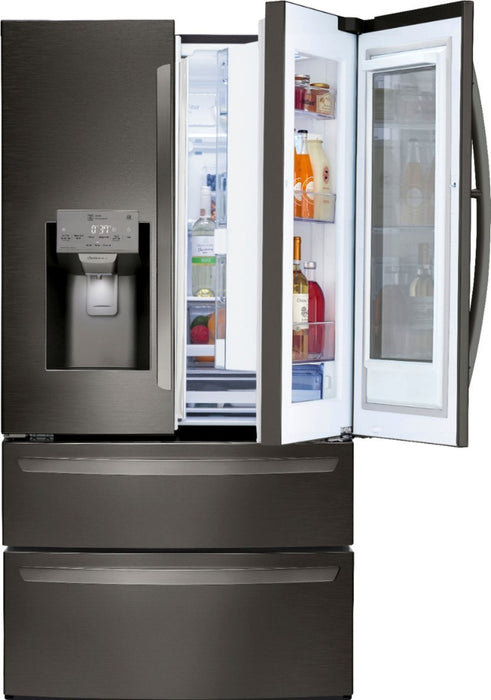 28 Cu. Ft. 4-Door French Door Smart Refrigerator with InstaView - Black Stainless steel