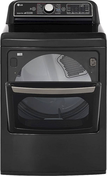 Clearance LG 7.3 cu. ft. Large Capacity Smart Vented Gas Dryer with Sensor Dry, EasyLoad Door and TurboSteam in Black Steel