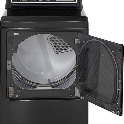 Clearance LG 7.3 cu. ft. Large Capacity Smart Vented Gas Dryer with Sensor Dry, EasyLoad Door and TurboSteam in Black Steel