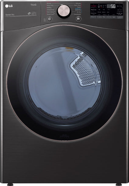 LG - 4.5 Cu. Ft. High-Efficiency Stackable Smart Front Load Washer with Steam and Built-In Intelligence and 7.4 Cu. Ft. Stackable Smart Gas Dryer with Steam and Built-In Intelligence - Black Steel
