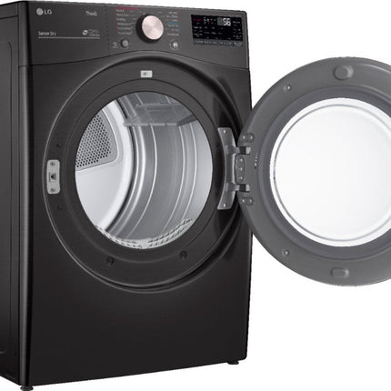 LG - 4.5 Cu. Ft. High-Efficiency Stackable Smart Front Load Washer with Steam and Built-In Intelligence and 7.4 Cu. Ft. Stackable Smart ELECTRIC Dryer with Steam and Built-In Intelligence - Black Steel