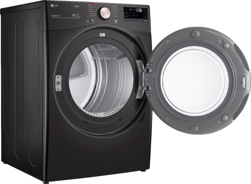 LG - 4.5 Cu. Ft. High-Efficiency Stackable Smart Front Load Washer with Steam and Built-In Intelligence and 7.4 Cu. Ft. Stackable Smart ELECTRIC Dryer with Steam and Built-In Intelligence - Black Steel