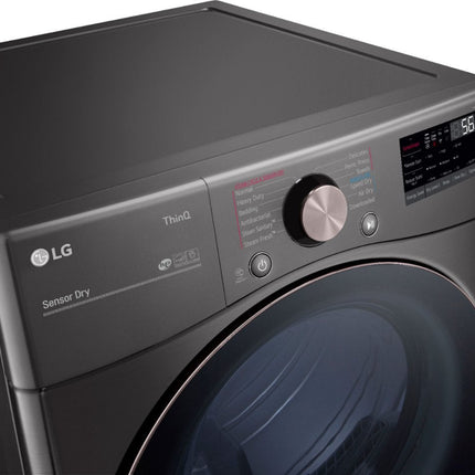 LG - 4.5 Cu. Ft. High-Efficiency Stackable Smart Front Load Washer with Steam and Built-In Intelligence and 7.4 Cu. Ft. Stackable Smart ELECTRIC Dryer with Steam and Built-In Intelligence - Black Steel