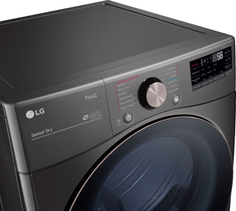 LG - 4.5 Cu. Ft. High-Efficiency Stackable Smart Front Load Washer with Steam and Built-In Intelligence and 7.4 Cu. Ft. Stackable Smart ELECTRIC Dryer with Steam and Built-In Intelligence - Black Steel
