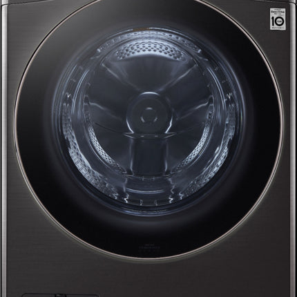 LG - 4.5 Cu. Ft. High-Efficiency Stackable Smart Front Load Washer with Steam and Built-In Intelligence and 7.4 Cu. Ft. Stackable Smart Gas Dryer with Steam and Built-In Intelligence - Black Steel
