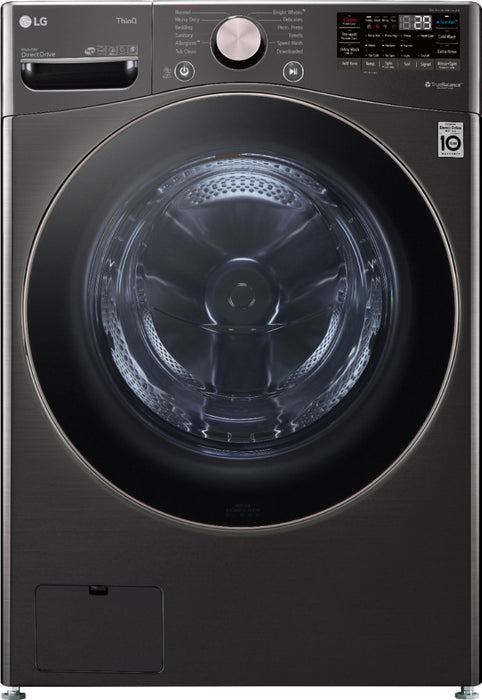 Clearance - LG - 4.5 Cu. Ft. High-Efficiency Stackable Smart Front Load Washer with Steam and Built-In Intelligence and 7.4 Cu. Ft. Stackable Smart Gas Dryer with Steam and Built-In Intelligence - Black Steel