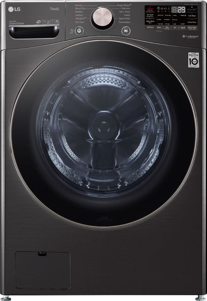 LG - 4.5 Cu. Ft. High-Efficiency Stackable Smart Front Load Washer with Steam and Built-In Intelligence and 7.4 Cu. Ft. Stackable Smart ELECTRIC Dryer with Steam and Built-In Intelligence - Black Steel
