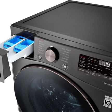 LG - 4.5 Cu. Ft. High-Efficiency Stackable Smart Front Load Washer with Steam and Built-In Intelligence and 7.4 Cu. Ft. Stackable Smart Gas Dryer with Steam and Built-In Intelligence - Black Steel