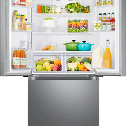 Samsung - 32 in. Wide 17.5 cu. ft. 3-Door French Door Counter Depth Smart Refrigerator with Twin Cooling Plus - Stainless Steel