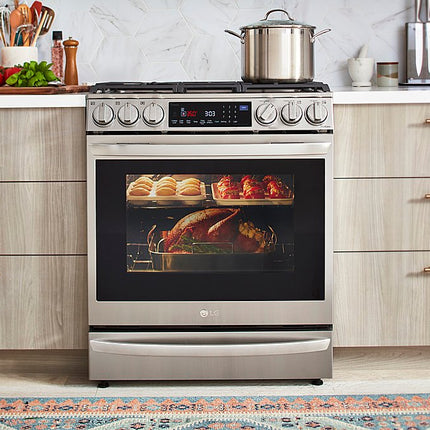 LG - 6.3 Cu. Ft. Smart Slide-In Gas True Convection Range with EasyClean and Air Sous-Vide - Stainless Steel