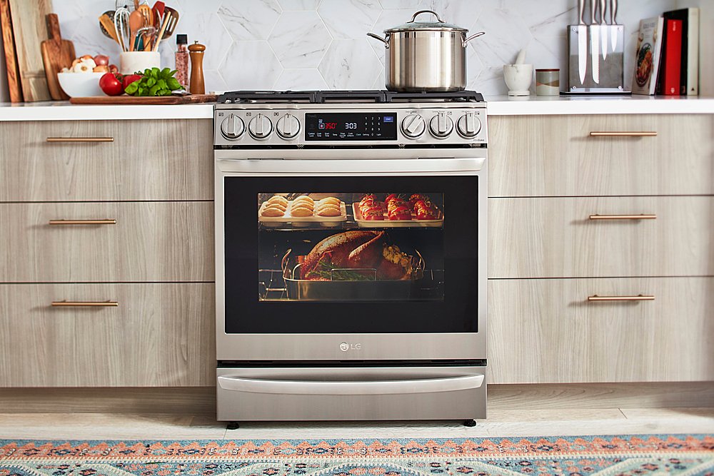 LG - 6.3 Cu. Ft. Smart Slide-In Gas True Convection Range with EasyClean and Air Sous-Vide - Stainless Steel