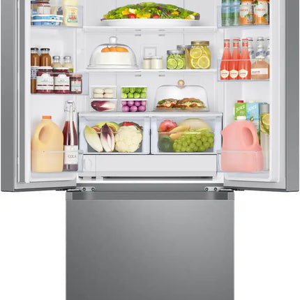 Samsung - 30 in. Wide 22 cu. ft. 3-Door French Door Smart Refrigerator with External Water Dispenser - Stainless Steel