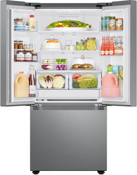 Samsung - 30 in. Wide 22 cu. ft. 3-Door French Door Smart Refrigerator with External Water Dispenser - Stainless Steel