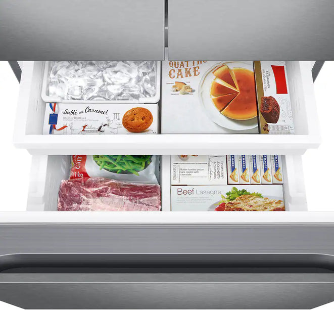 Samsung - 30 in. Wide 22 cu. ft. 3-Door French Door Smart Refrigerator with External Water Dispenser - Stainless Steel