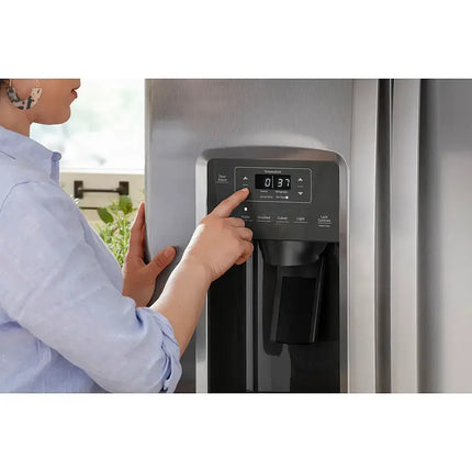 GE - 25.3 Cu. Ft. Side-by-Side Refrigerator with External Ice & Water Dispenser