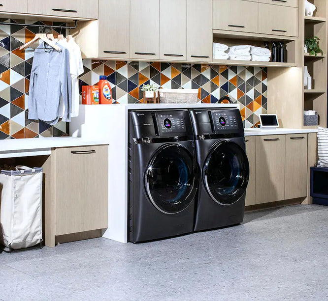 FROM $1299 PICKUP! GE Profile - UltraFast 4.8 Cu. Ft. High-Efficiency Smart Front Load Washer and Dryer Combo with Ventless Heat Pump - Carbon Graphite