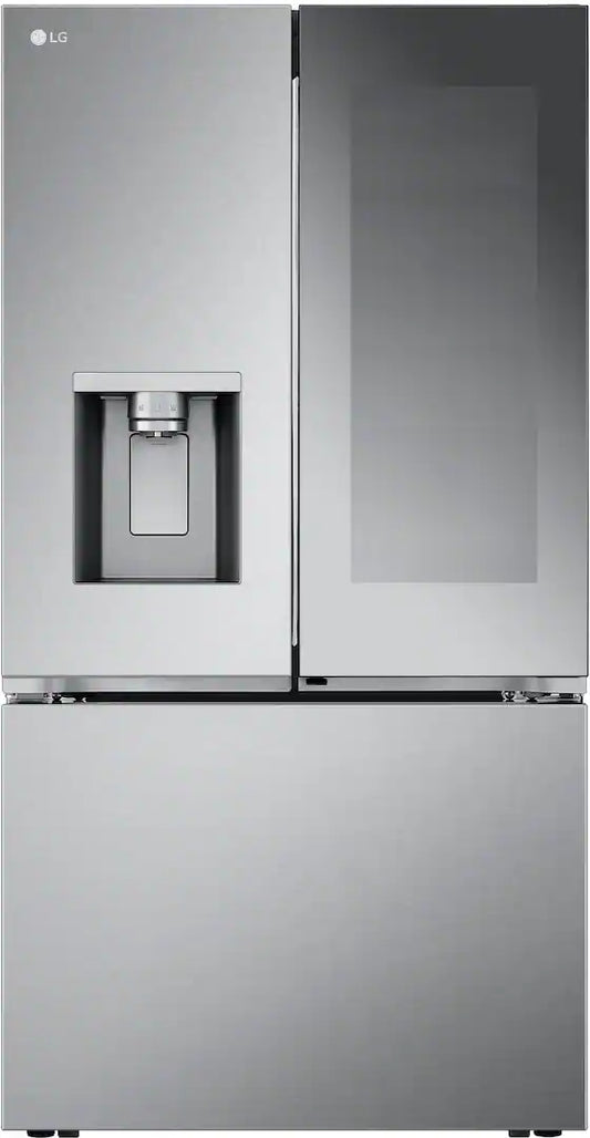 LG - Counter-Depth MAX 25.5 Cu. Ft. French Door Smart Refrigerator with Mirror InstaView - Stainless Steel