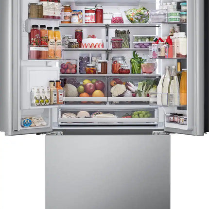 LG - Counter-Depth MAX 25.5 Cu. Ft. French Door Smart Refrigerator with Mirror InstaView - Stainless Steel
