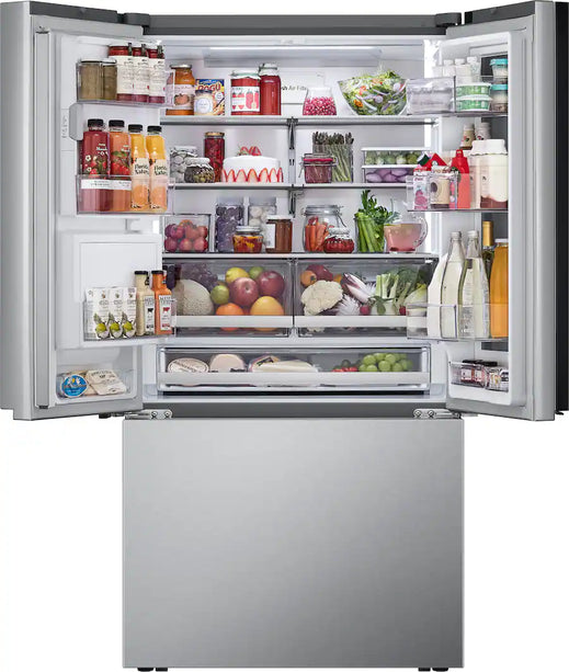 LG - Counter-Depth MAX 25.5 Cu. Ft. French Door Smart Refrigerator with Mirror InstaView - Stainless Steel