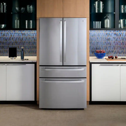 GE Profile - 28.7 Cu. Ft. 4-Door French Door Smart Refrigerator with Dual-Dispense AutoFill Pitcher - Stainless Steel