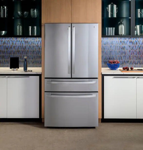 GE Profile - 28.7 Cu. Ft. 4-Door French Door Smart Refrigerator with Dual-Dispense AutoFill Pitcher - Stainless Steel