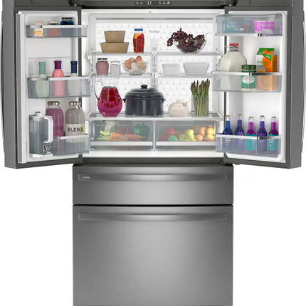 GE Profile - 28.7 Cu. Ft. 4-Door French Door Smart Refrigerator with Dual-Dispense AutoFill Pitcher - Stainless Steel