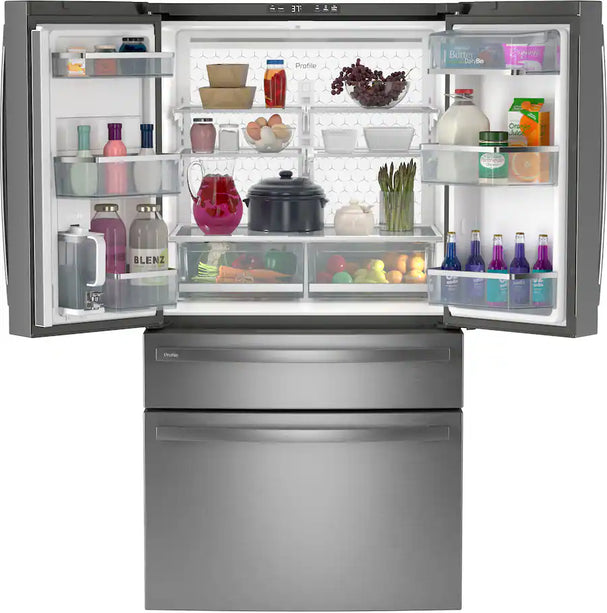 GE Profile - 28.7 Cu. Ft. 4-Door French Door Smart Refrigerator with Dual-Dispense AutoFill Pitcher - Stainless Steel
