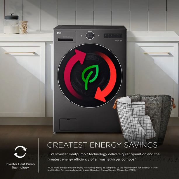 LG - 5.0 Cu. Ft. HE Smart Mega Capacity All-in-One Electric Washer/Dryer WashCombo with Steam and Ventless Inverter Heat Pump