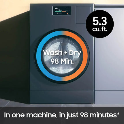 Samsung - Bespoke AI 5.3 Cu. Ft. All-in-One Front Load Washer & Dryer with Super Speed Wash and Ventless Heat Pump Electric Dryer - Dark Steel