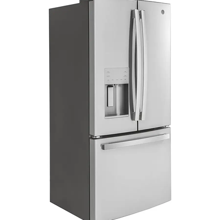 GE 17.5 Cu Ft Counter-Depth French-Door Refrigerator — Space-Saving Icemaker & Water Dispenser